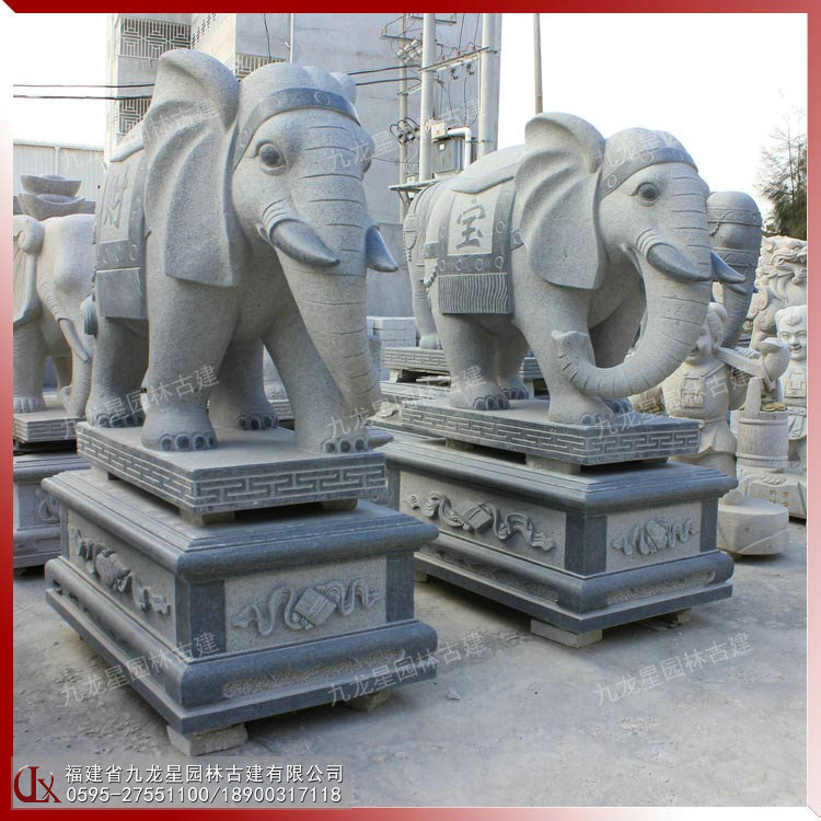 門(mén)口石雕大象擺放圖