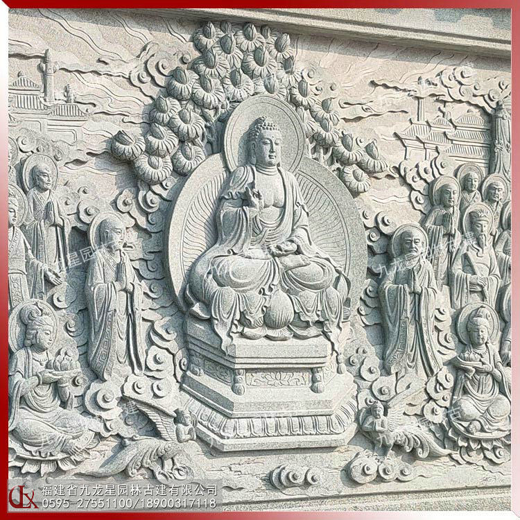 石雕浮雕佛祖說法圖