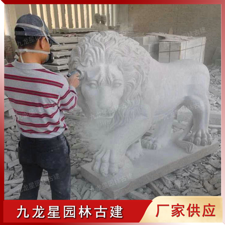 大理石歐式石獅子圖片